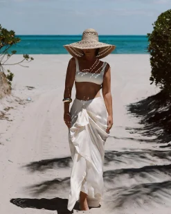 BONDI BORN Skirts|Matching Separates*Ardea Draped Skirt - Pearl