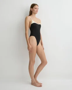 BONDI BORN One Pieces*Bernadette One Piece - Black & Porcelain (Embodee™ ) BLC