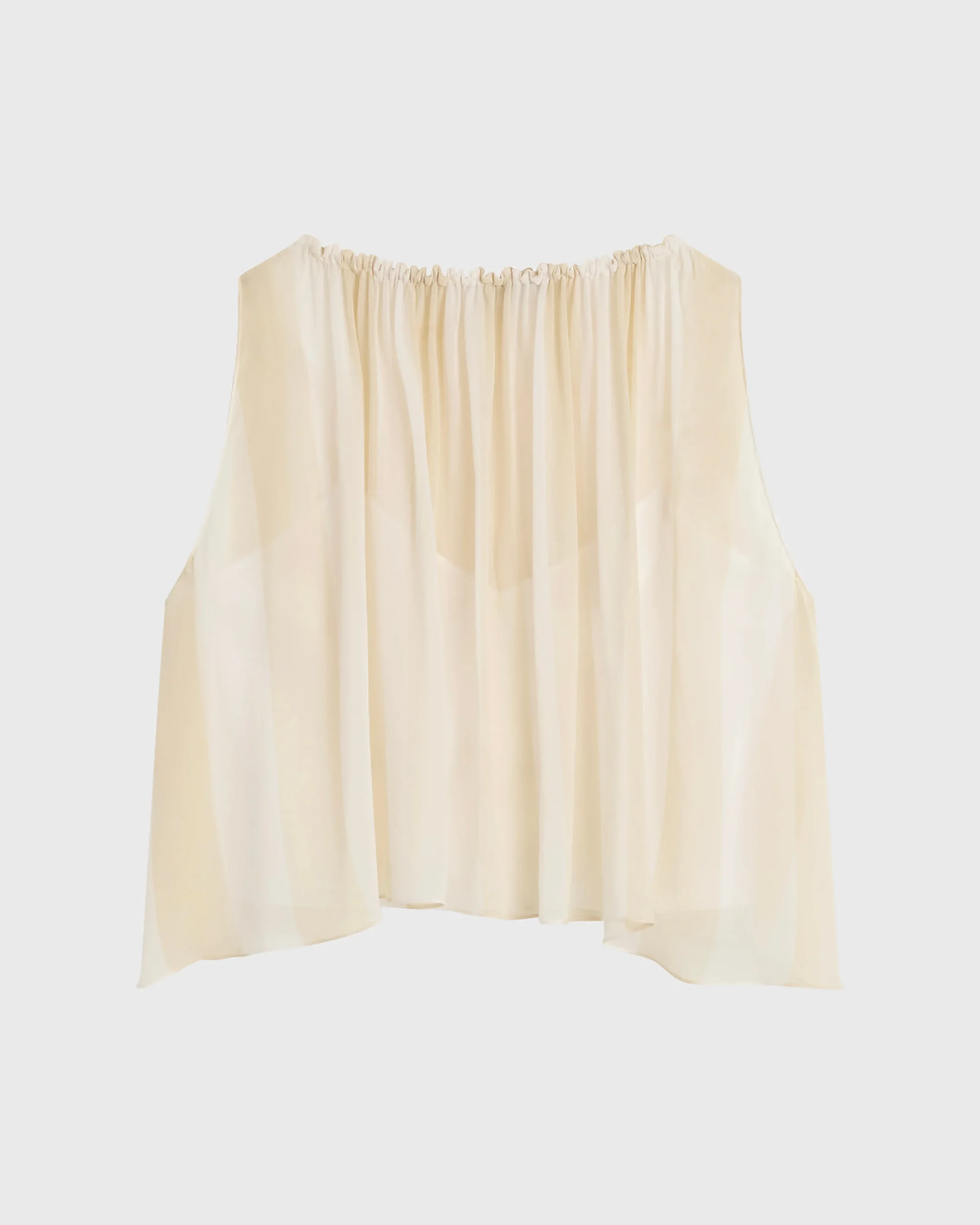 BONDI BORN Tops|Matching Separates*Capri Silk Gathered Top - Ecru Stripe ecru-stripe