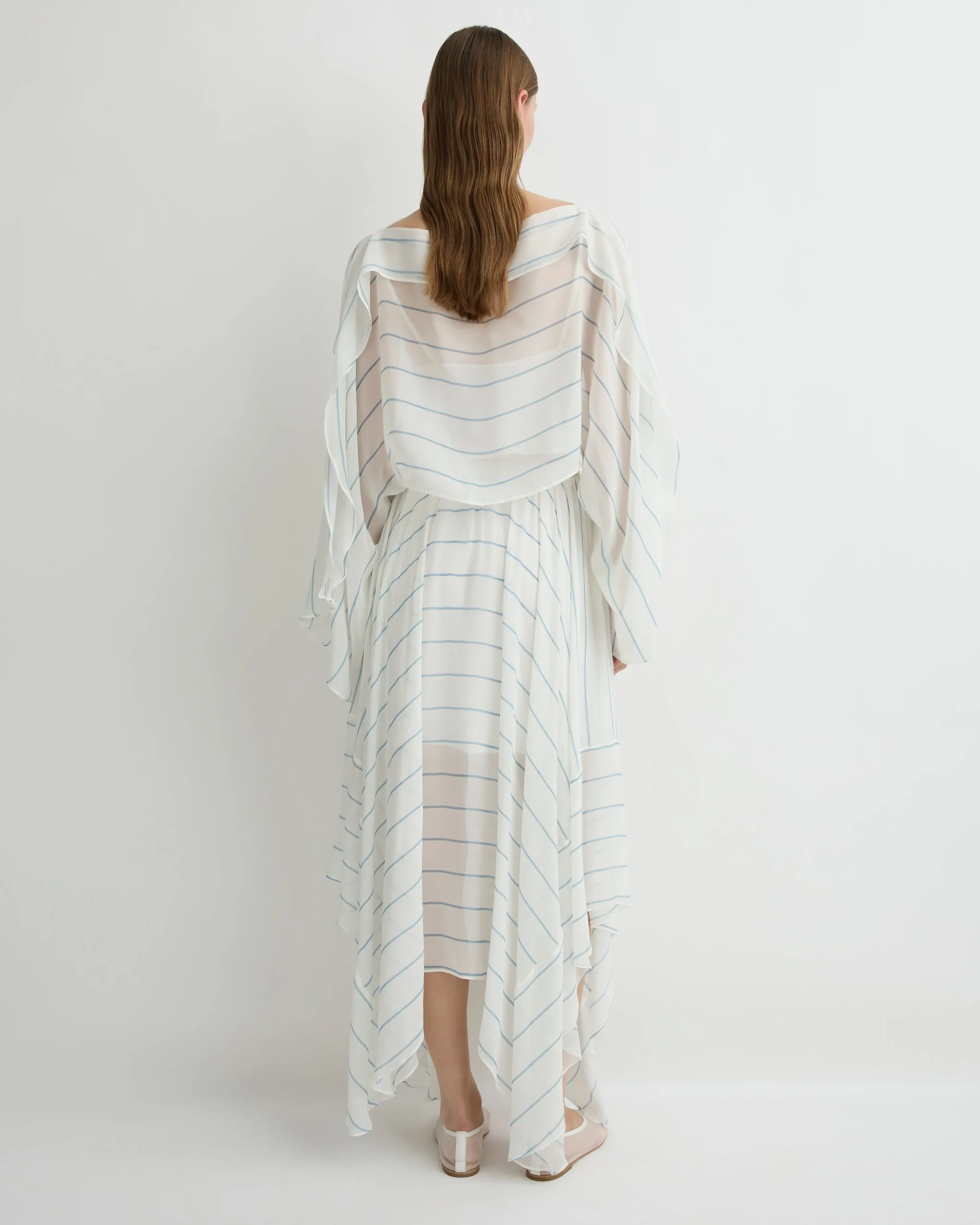 BONDI BORN Cover-ups|Tops*Capri Silk Kimono Top - Smoke Stripe