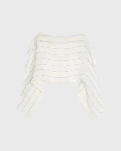BONDI BORN Cover-ups|Tops*Capri Silk Kimono Top - Smoke Stripe