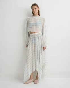BONDI BORN Cover-ups|Skirts*Capri Silk Square Skirt - Smoke Stripe