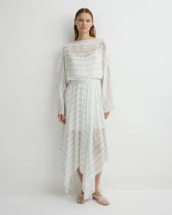 BONDI BORN Cover-ups|Skirts*Capri Silk Square Skirt - Smoke Stripe