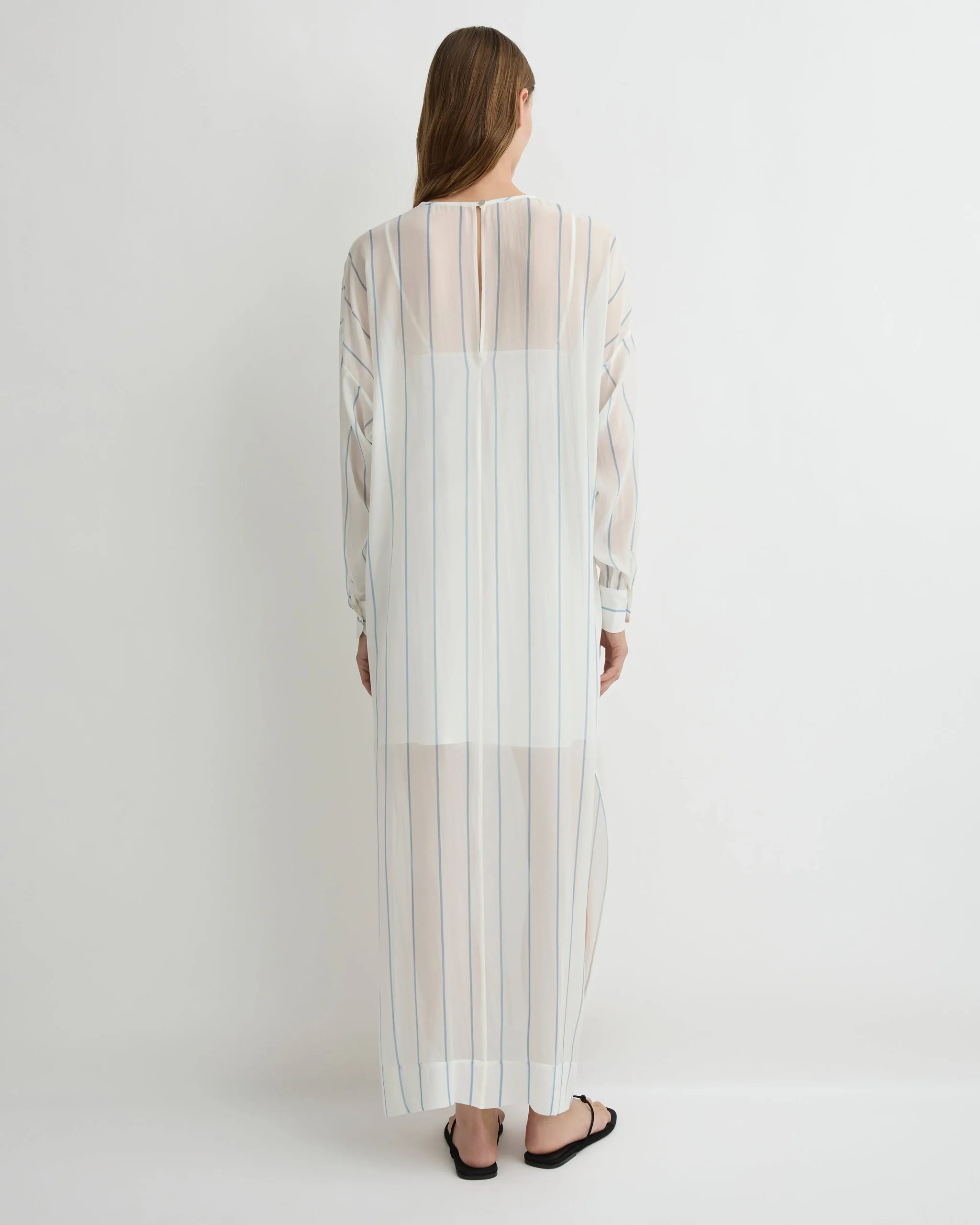 BONDI BORN Cover-ups|Maxi Dresses*Capri Silk Tunic Dress - Smoke Stripe