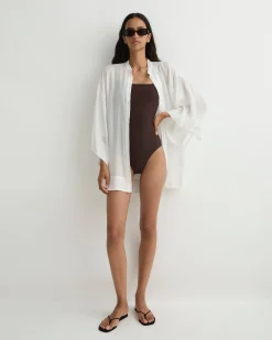 BONDI BORN Cover-ups|Mini Dresses*Cremona Mini Kimono Coverup - White