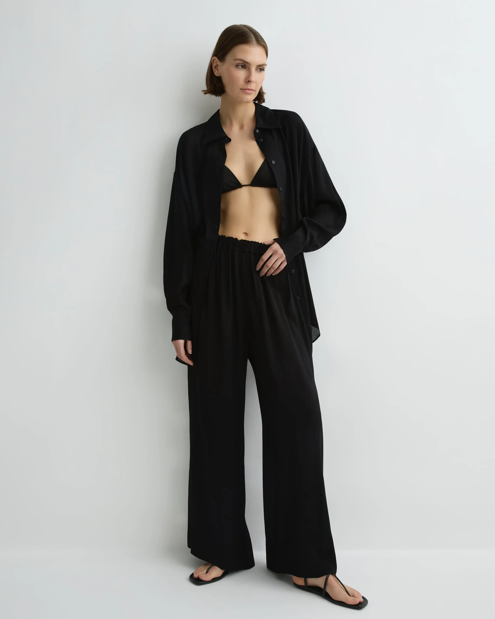 BONDI BORN Cover-ups|Tops*Cremona Oversize Shirt - Black