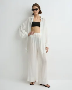 BONDI BORN Cover-ups|Tops*Cremona Oversize Shirt - White
