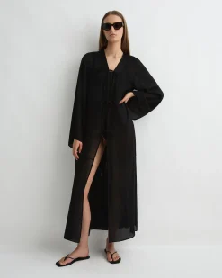 BONDI BORN Cover-ups*Cremona Tie-Front Maxi Coverup - Black