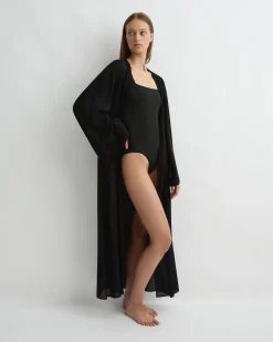 BONDI BORN Cover-ups*Cremona Tie-Front Maxi Coverup - Black