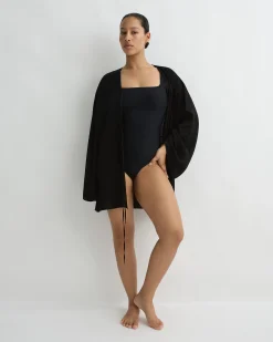 BONDI BORN Cover-ups*Cremona Tie-Front Mini Coverup - Black