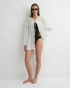 BONDI BORN Cover-ups*Cremona Tie-Front Mini Coverup - White
