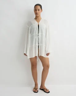 BONDI BORN Cover-ups*Cremona Tie-Front Mini Coverup - White