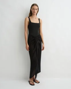 BONDI BORN Cover-ups|Skirts*Cremona Tie-Front Sarong - Black