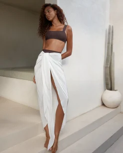BONDI BORN Cover-ups|Skirts*Cremona Tie-Front Sarong - White