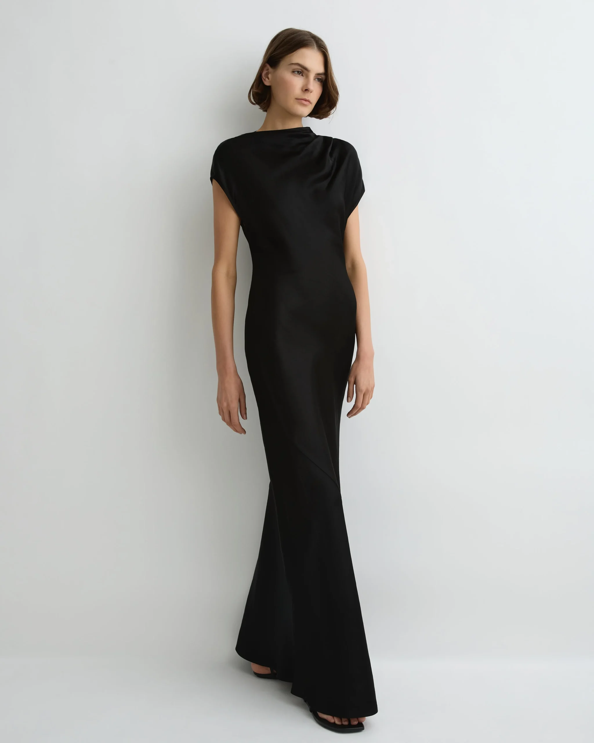 BONDI BORN Maxi Dresses|Dresses*Faro Draped Shoulder Bias Dress - Black