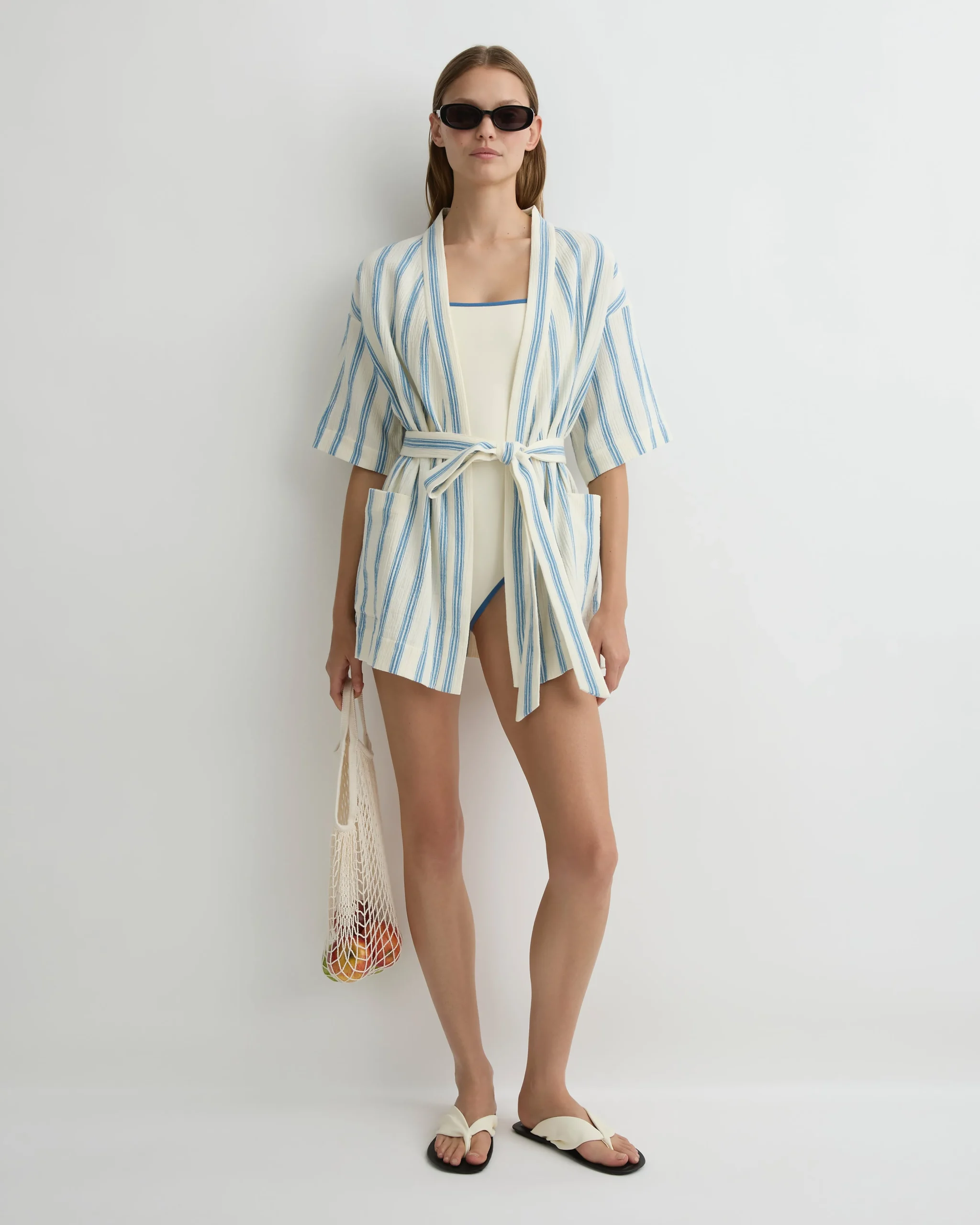BONDI BORN Cover-ups|Dresses*Finn Wrap Tunic - Dusk Stripe