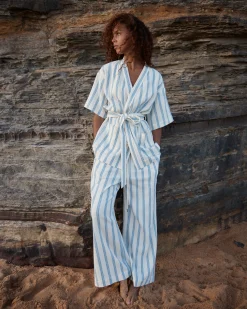 BONDI BORN Cover-ups|Dresses*Finn Wrap Tunic - Dusk Stripe