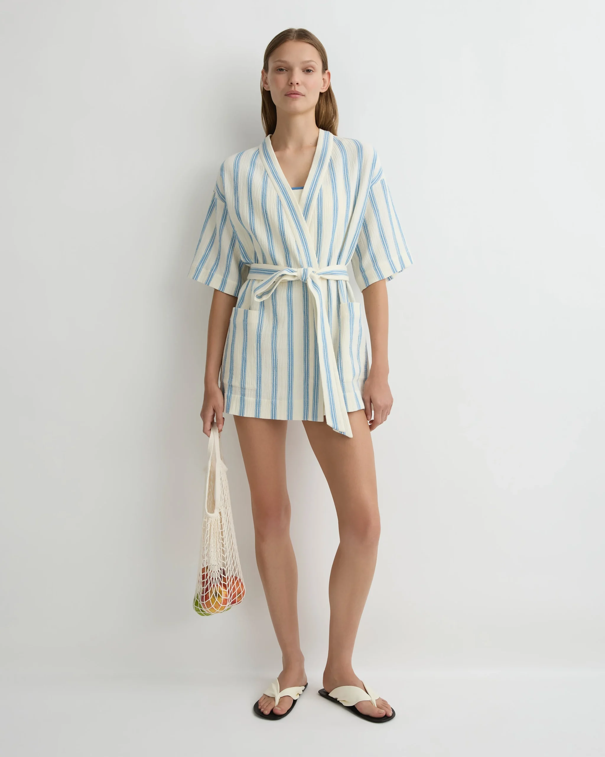 BONDI BORN Cover-ups|Dresses*Finn Wrap Tunic - Dusk Stripe