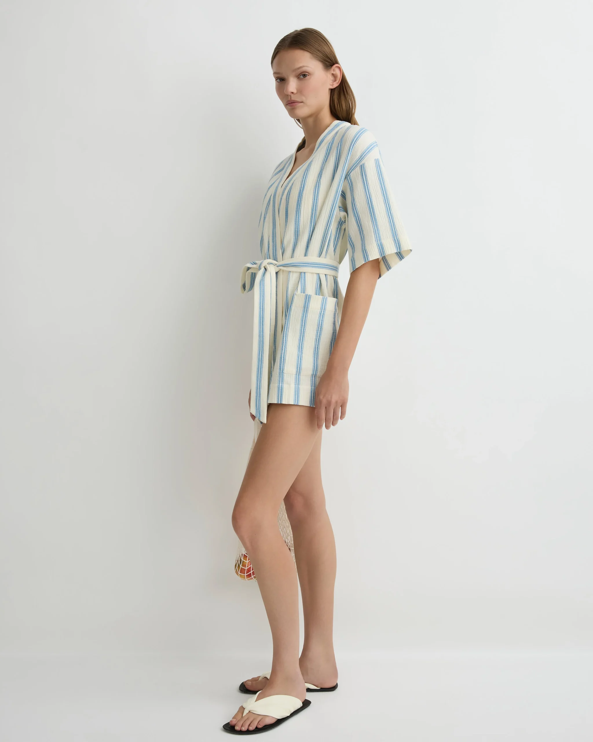 BONDI BORN Cover-ups|Dresses*Finn Wrap Tunic - Dusk Stripe