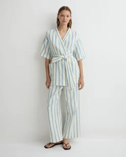 BONDI BORN Cover-ups|Dresses*Finn Wrap Tunic - Dusk Stripe