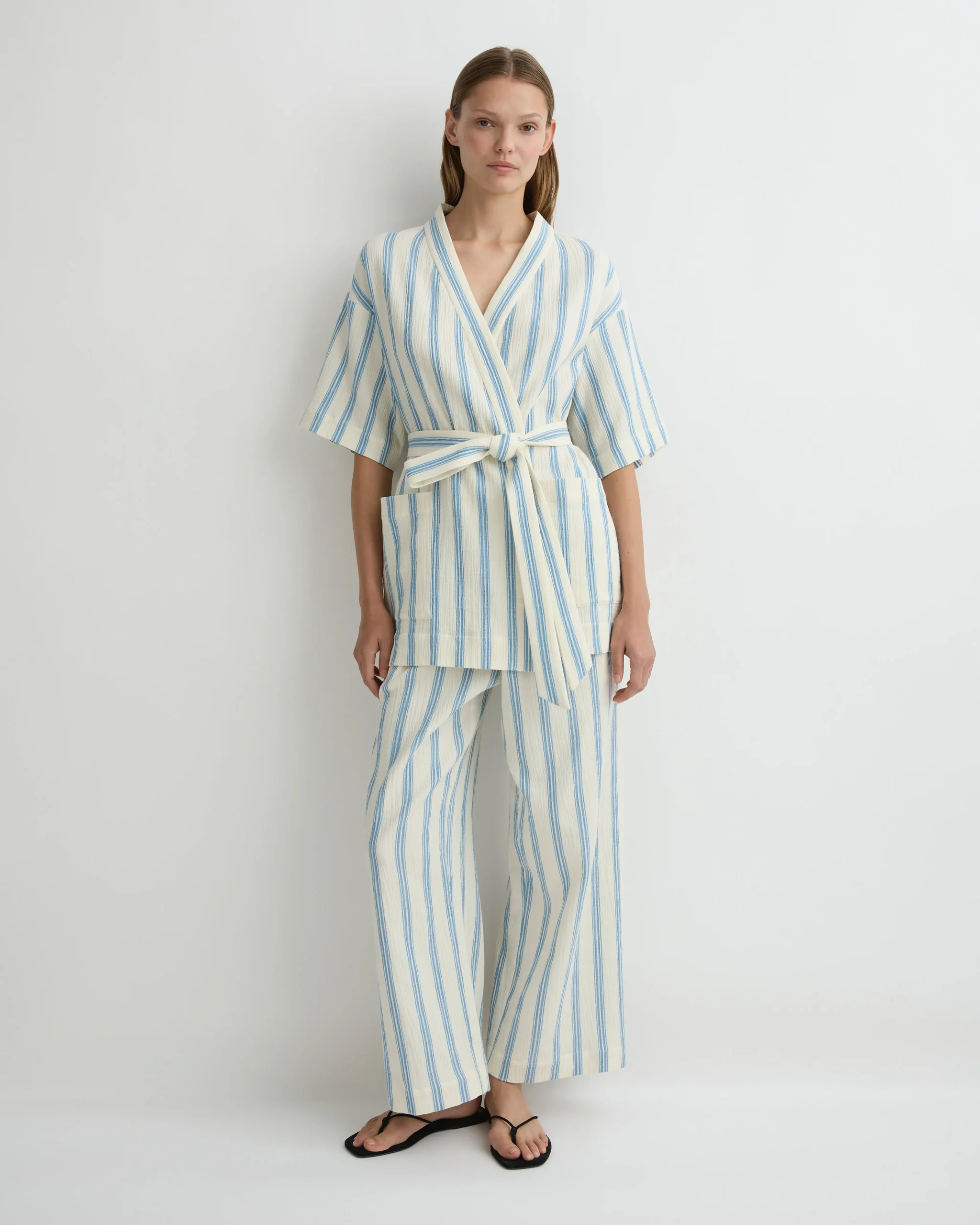 BONDI BORN Cover-ups|Dresses*Finn Wrap Tunic - Dusk Stripe