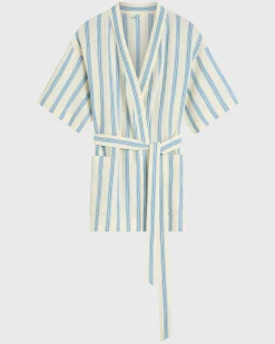 BONDI BORN Cover-ups|Dresses*Finn Wrap Tunic - Dusk Stripe