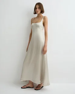 BONDI BORN Maxi Dresses|Dresses*Kobe Exposed Back Maxi Dress - Silver