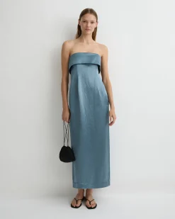 BONDI BORN Midi Dresses|Maxi Dresses*Kobe Strapless Maxi Dress - Steel Blue steel-blue