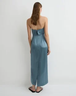 BONDI BORN Midi Dresses|Maxi Dresses*Kobe Strapless Maxi Dress - Steel Blue steel-blue