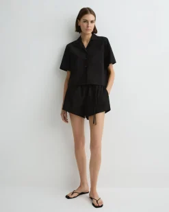 BONDI BORN Tops|Matching Separates*Kyoto Short Sleeve Shirt - Black