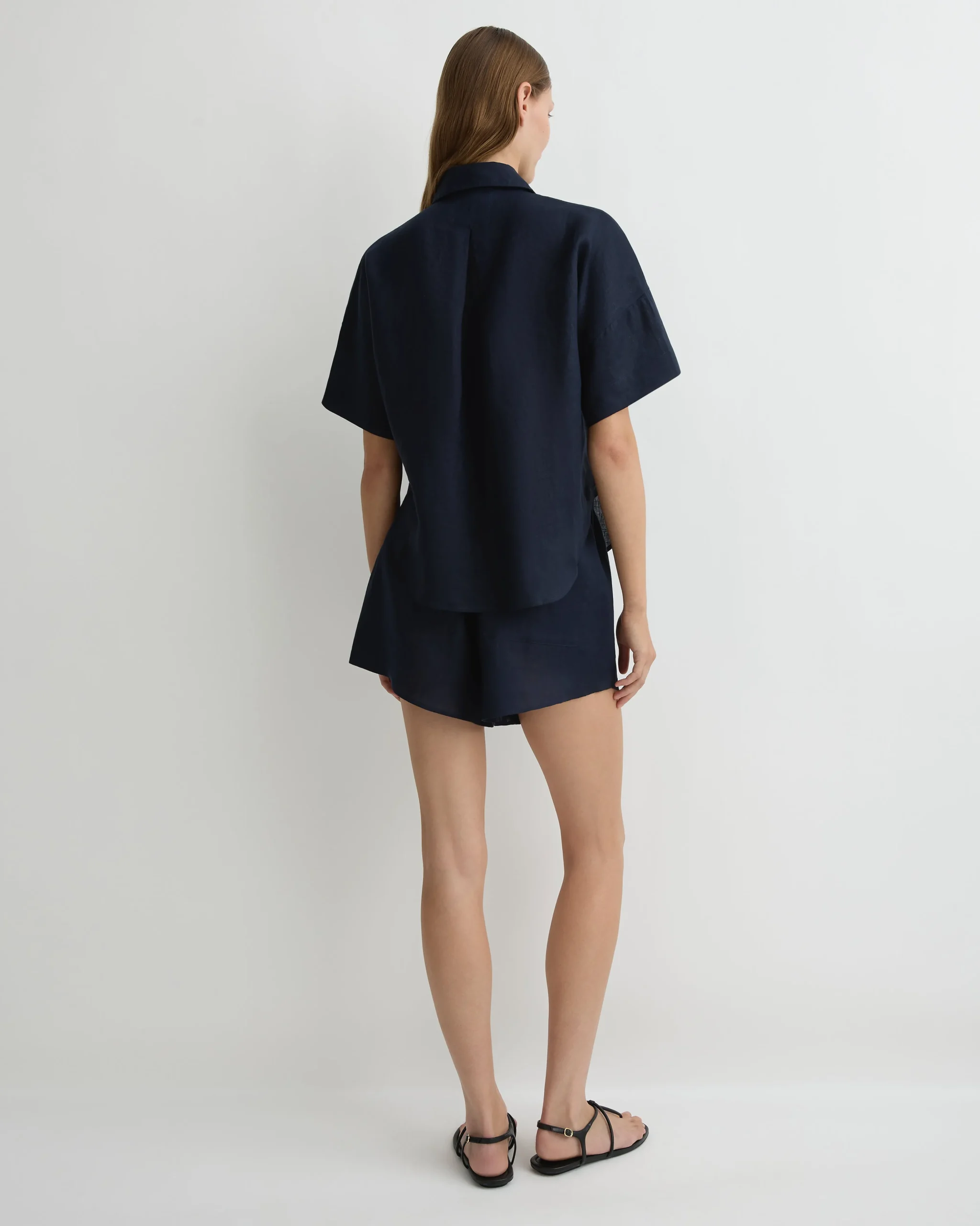 BONDI BORN Tops|Matching Separates*Leiden Short Sleeve Shirt - Navy