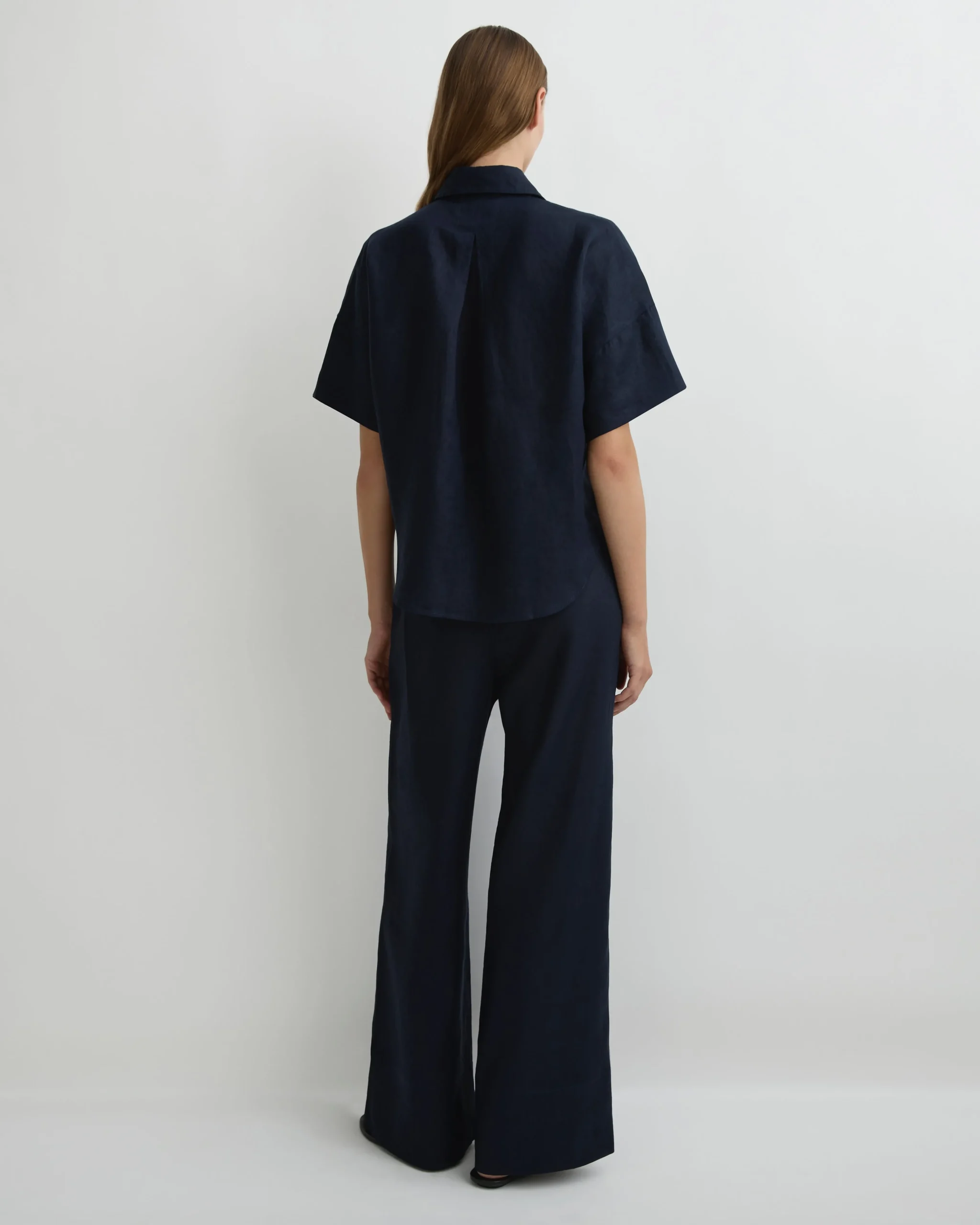 BONDI BORN Tops|Matching Separates*Leiden Short Sleeve Shirt - Navy