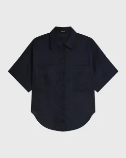 BONDI BORN Tops|Matching Separates*Leiden Short Sleeve Shirt - Navy