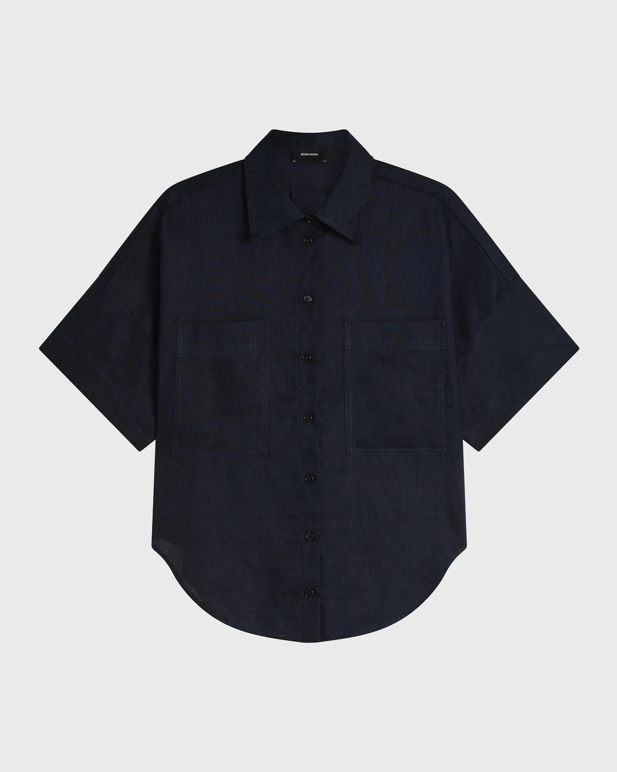 BONDI BORN Tops|Matching Separates*Leiden Short Sleeve Shirt - Navy