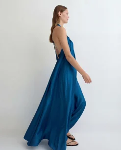BONDI BORN Maxi Dresses|Dresses*Marfa Silk Halter Maxi Dress - Tropico