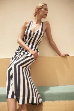 BONDI BORN Skirts|Matching Separates*Orta Silk Draped Skirt - Navy Stripe