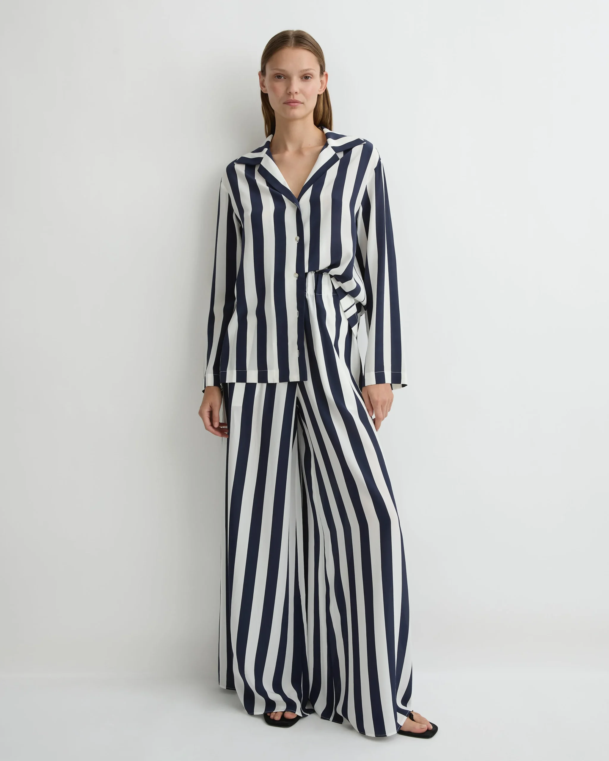 BONDI BORN Matching Separates|Pants & Shorts*Orta Silk Palazzo Pant - Navy Stripe