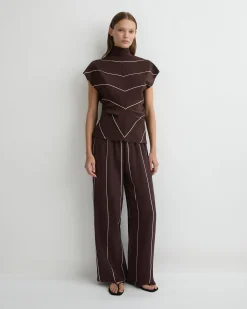 BONDI BORN Pants & Shorts|Matching Separates*Orta Silk Pant - Mocha Stripe