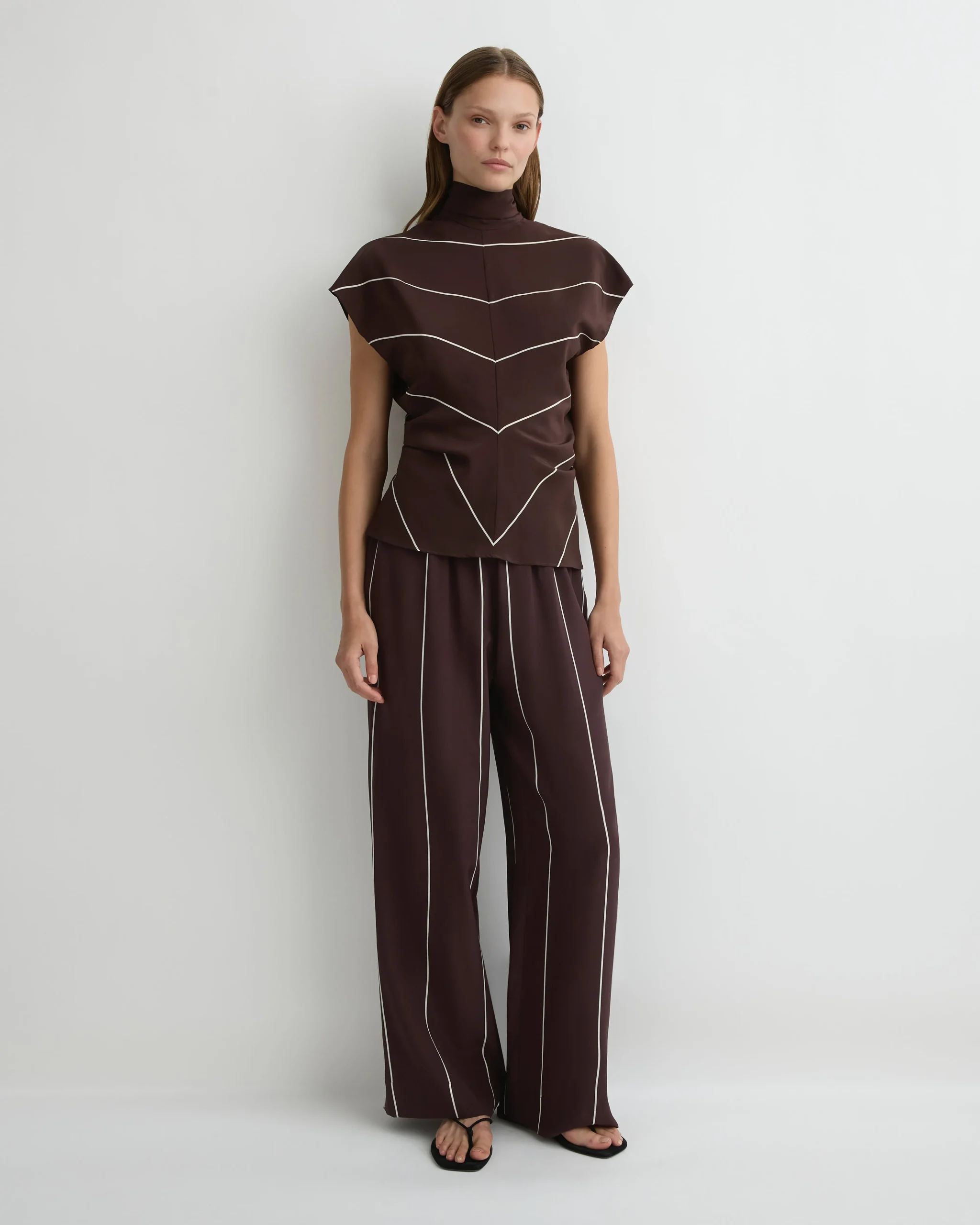 BONDI BORN Pants & Shorts|Matching Separates*Orta Silk Pant - Mocha Stripe