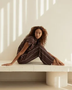 BONDI BORN Pants & Shorts|Matching Separates*Orta Silk Pant - Mocha Stripe