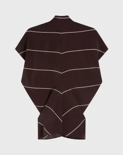 BONDI BORN Tops|Matching Separates*Orta Silk Tie Neck Top - Mocha Stripe