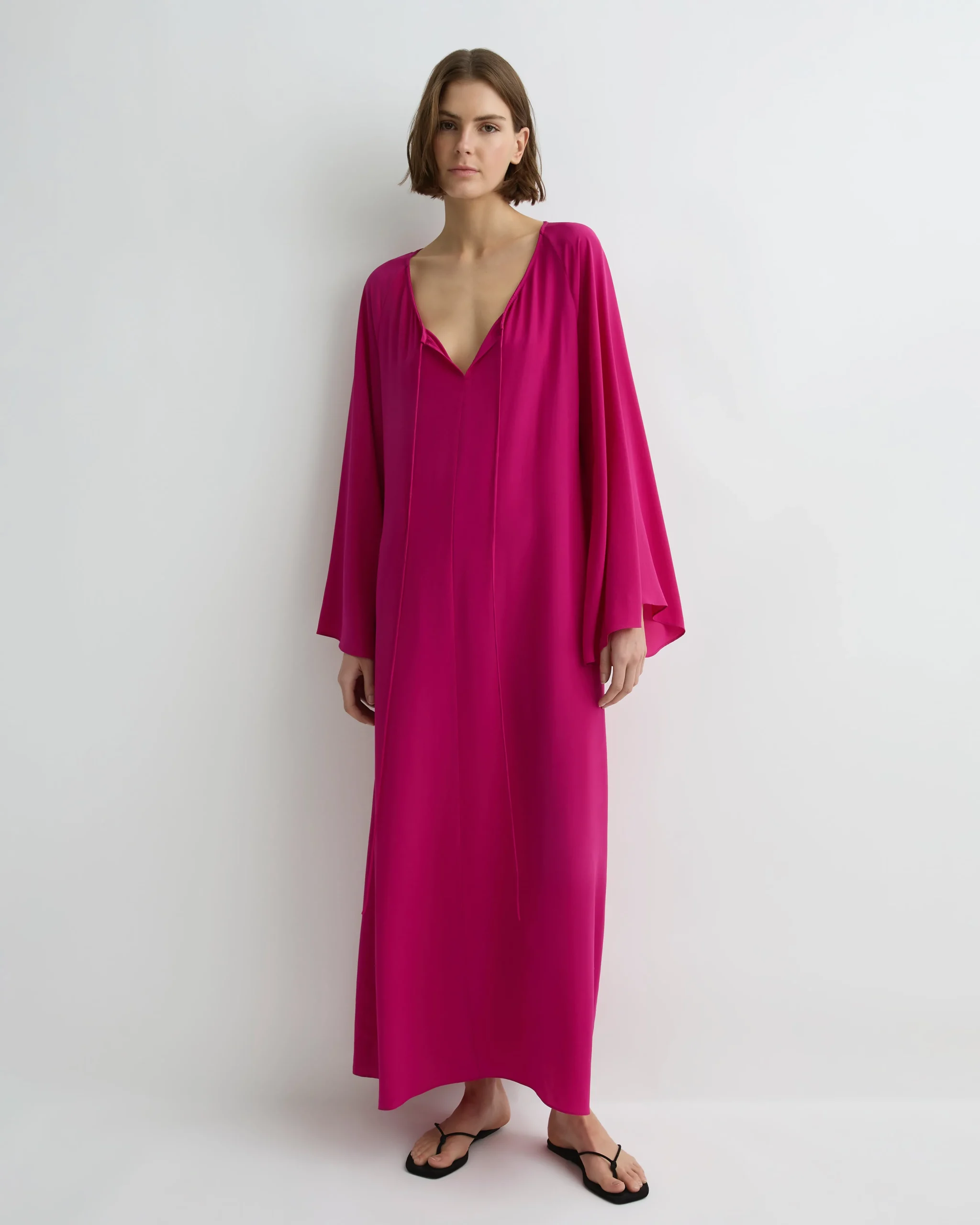 BONDI BORN Cover-ups|Maxi Dresses*Orta Silk Tie-Front Tunic - magenta