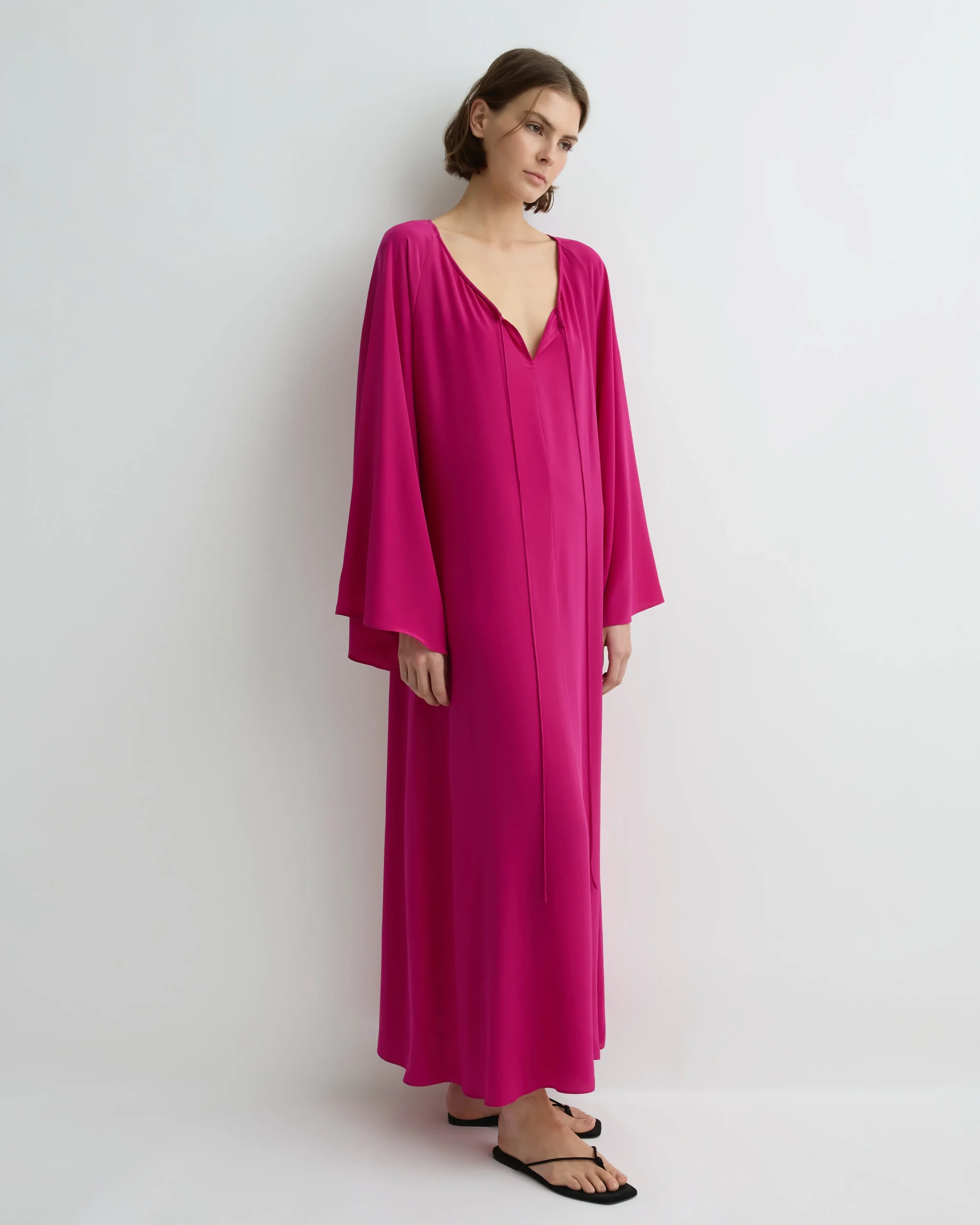 BONDI BORN Cover-ups|Maxi Dresses*Orta Silk Tie-Front Tunic - magenta