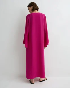 BONDI BORN Cover-ups|Maxi Dresses*Orta Silk Tie-Front Tunic - magenta