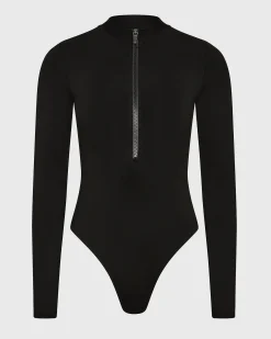 BONDI BORN One Pieces*Parker Long Sleeve One Piece - (Singuleur®) Black