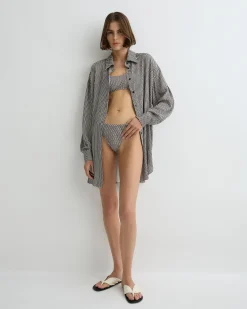 BONDI BORN Cover-ups|Mini Dresses*Salema Relaxed Shirt Dress - Mocha Dot mocha-dot